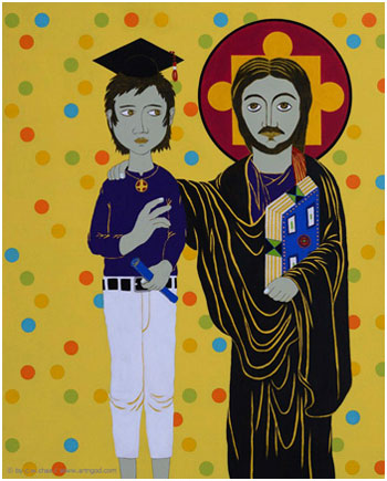 ▲ICON STUDIES - Papa's Boy_acrylic,conte on linen._130x162cms. 2011